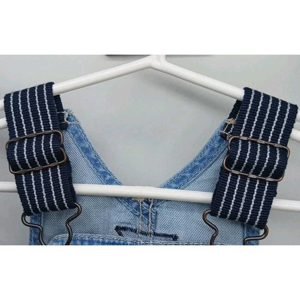 OshKosh B'gosh Denim Overall Shorts Romper One-Piece 6 Mo Baby Sewn On Logo